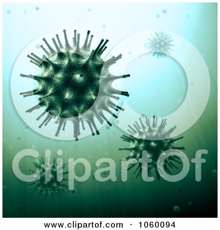 Royalty-Free CGI Clip Art Illustration of a Virus on Green by Mopic