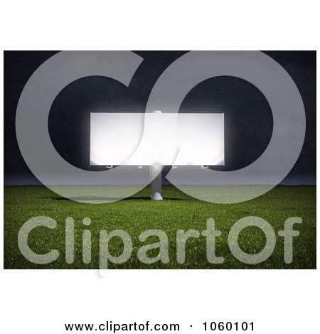 Royalty-Free CGI Clip Art Illustration of a 3d Billboard In A Field At Night by Mopic