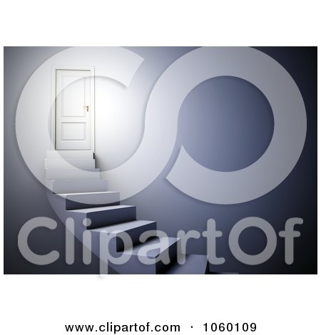 Royalty-Free CGI Clip Art Illustration of a 3d Door And Curving Stairs - 2 by Mopic