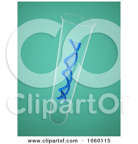 Royalty-Free CGI Clip Art Illustration of a 3d Dna Strand In A Test Tube, On Blue - 2 by Mopic