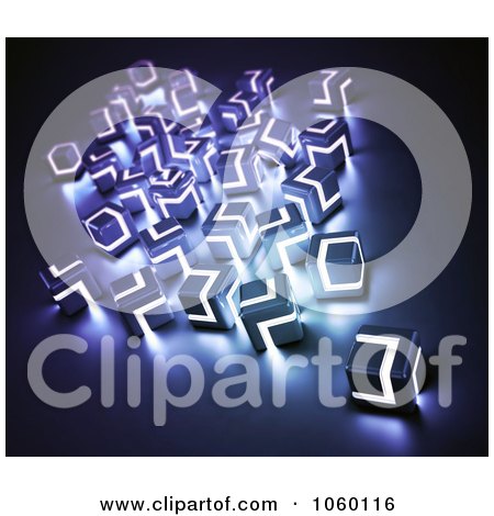 Royalty-Free CGI Clip Art Illustration of 3d Glowing Cubes - 1 by Mopic