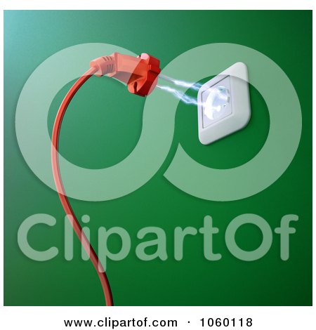 Royalty-Free CGI Clip Art Illustration of 3d Electricity Flowing Between A Socket And Plug - 1 by Mopic
