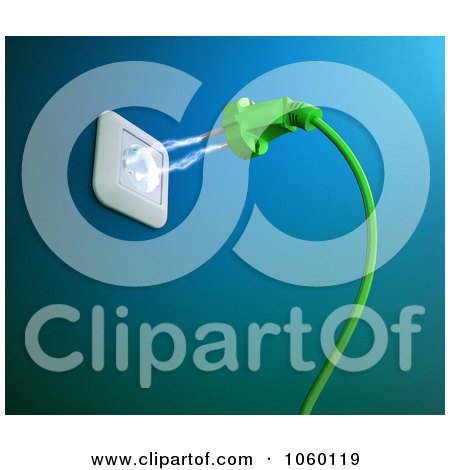 Royalty-Free CGI Clip Art Illustration of 3d Electricity Flowing Between A Socket And Plug - 2 by Mopic