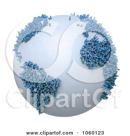 Royalty-Free CGI Clip Art Illustration of a 3d Globe With Skyscraper Continents by Mopic
