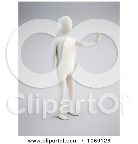 Royalty-Free CGI Clip Art Illustration of a 3d White Person Holding One Hand Up by Mopic