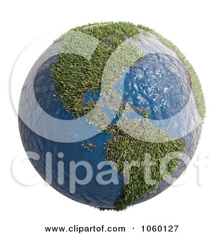 Royalty-Free CGI Clip Art Illustration of a 3d Earth With Grass Continents by Mopic