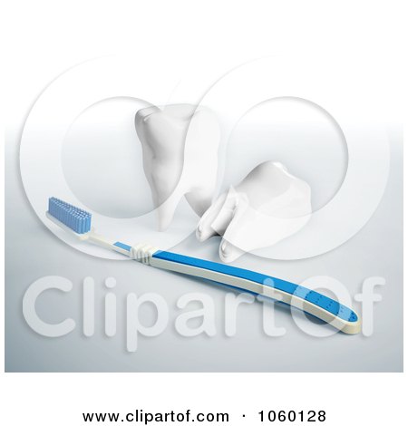 Royalty-Free CGI Clip Art Illustration of 3d Teeth And A Tooth Brush  by Mopic