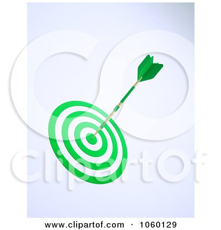Royalty-Free CGI Clip Art Illustration of a 3d Arrow In A Green Dart Board by Mopic
