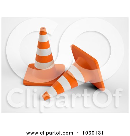 Royalty-Free CGI Clip Art Illustration of 3d Traffic Cones by Mopic