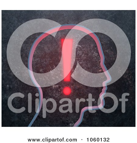 Royalty-Free CGI Clip Art Illustration of a Glowing Exclamation Point In A Head by Mopic