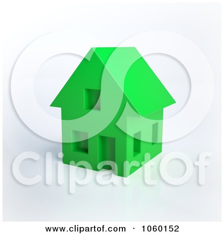 Royalty-Free CGI Clip Art Illustration of a 3d Green Home by Mopic
