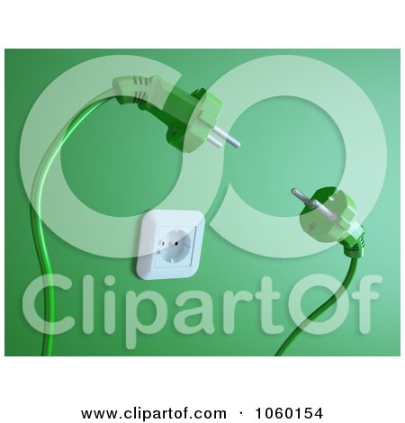 Royalty-Free CGI Clip Art Illustration of Two 3d Plugs Fighting Over A Socket by Mopic