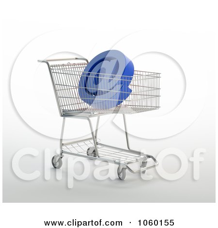 Royalty-Free CGI Clip Art Illustration of a 3d Arobase In A Shopping Cart by Mopic