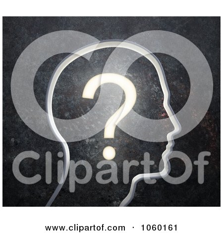 Royalty-Free CGI Clip Art Illustration of a Glowing Question Mark In A Head by Mopic