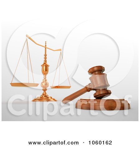 Royalty-Free CGI Clip Art Illustration of a 3d Gavel And Scales by Mopic