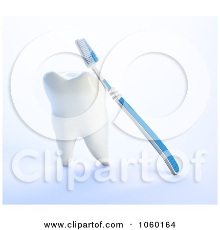 Royalty-Free CGI Clip Art Illustration of a 3d Tooth Brush And Tooth by Mopic