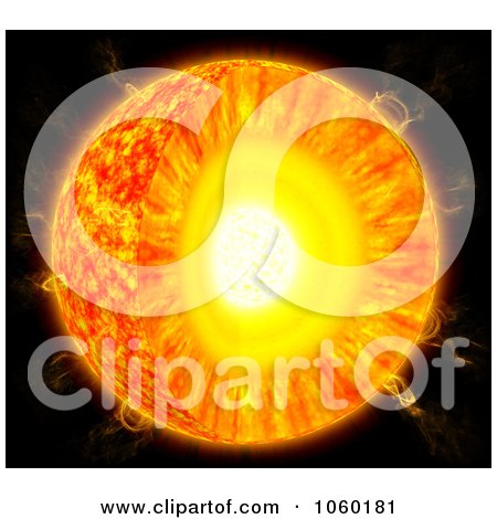 Royalty-Free CGI Clip Art Illustration of a 3d Sun Cross Section by Mopic