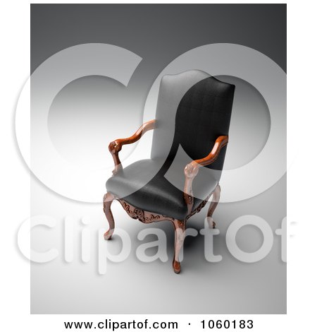 Royalty-Free CGI Clip Art Illustration of a 3d Black Leather Chair by Mopic