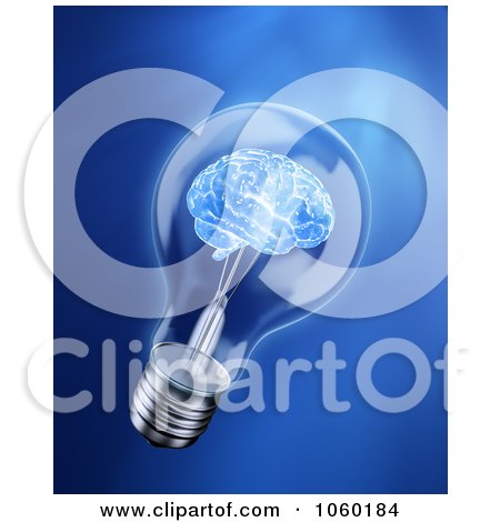 Royalty-Free CGI Clip Art Illustration of a 3d Brain In A Bulb by Mopic