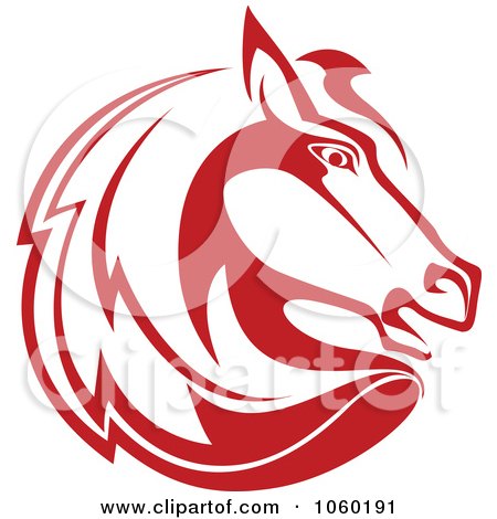 Royalty-Free Vector Clip Art Illustration of a Red Horse Head Logo - 2 by Vector Tradition SM