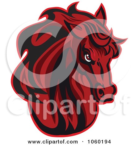 Royalty-Free Vector Clip Art Illustration of a Red Horse Head Logo - 5 by Vector Tradition SM