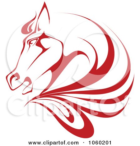 Royalty-Free Vector Clip Art Illustration of a Red Horse Head Logo - 1 by Vector Tradition SM