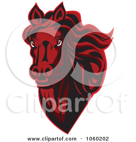 Royalty-Free Vector Clip Art Illustration of a Red Horse Head Logo - 10 by Vector Tradition SM