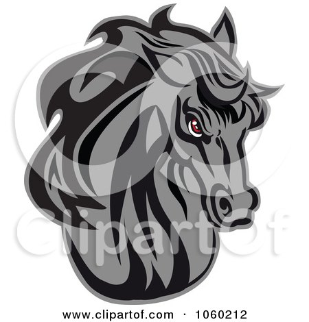 Royalty-Free Vector Clip Art Illustration of a Gray Horse Head Logo - 1 by Vector Tradition SM
