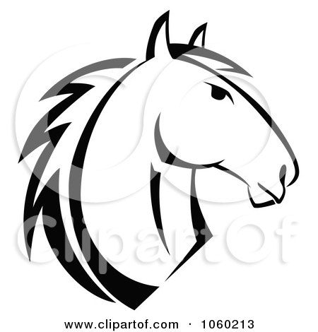 Royalty-Free Vector Clip Art Illustration of a Black And White Horse Head Logo - 6 by Vector Tradition SM