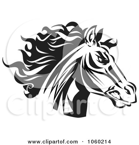 Royalty-Free Vector Clip Art Illustration of a Black And White Horse Head Logo - 7 by Vector Tradition SM