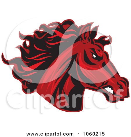 Royalty-Free Vector Clip Art Illustration of a Red Horse Head Logo - 6 by Vector Tradition SM