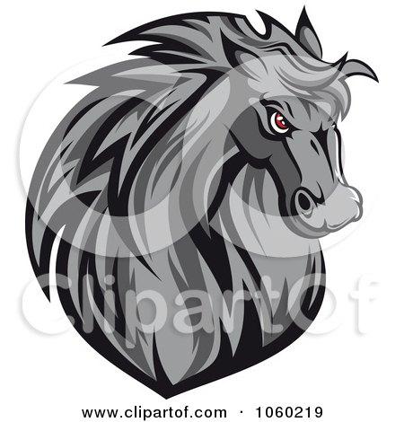 Royalty-Free Vector Clip Art Illustration of a Gray Horse Head Logo - 2 by Vector Tradition SM