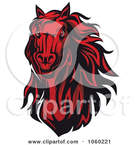 Royalty-Free Vector Clip Art Illustration of a Red Horse Head Logo - 8 by Vector Tradition SM
