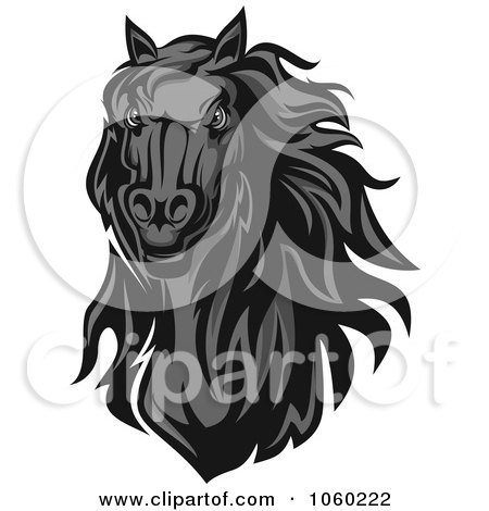 Royalty-Free Vector Clip Art Illustration of a Gray Horse Head Logo - 3 by Vector Tradition SM
