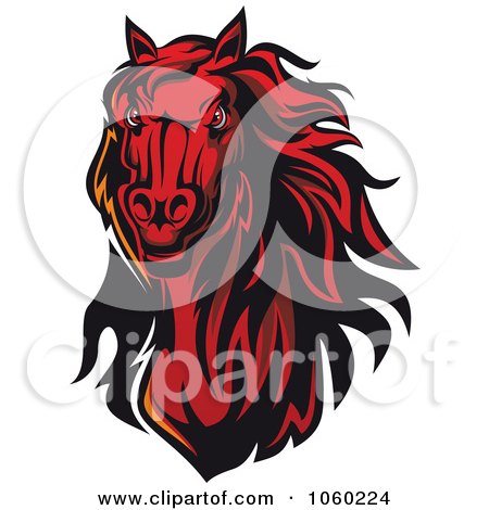 Royalty-Free Vector Clip Art Illustration of a Red Horse Head Logo - 9 by Vector Tradition SM