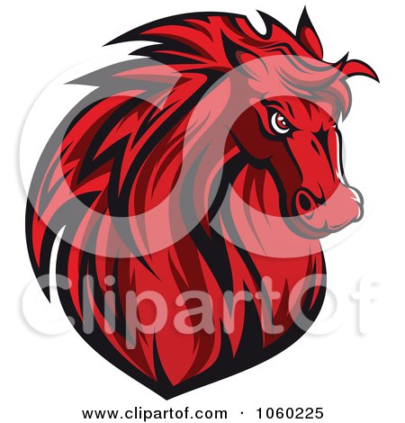 Royalty-Free Vector Clip Art Illustration of a Red Horse Head Logo - 7 by Vector Tradition SM
