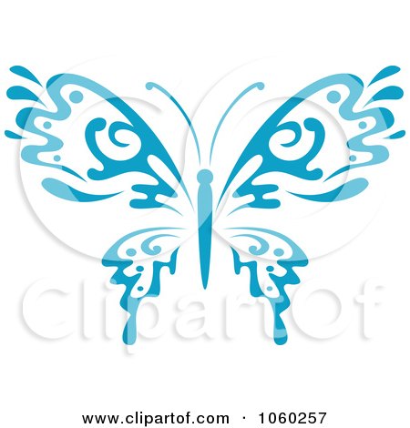 Royalty-Free Vector Clip Art Illustration of a Blue Butterfly Logo - 7 by Vector Tradition SM