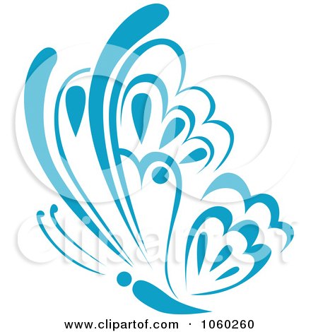 Royalty-Free Vector Clip Art Illustration of a Blue Butterfly Logo - 6 by Vector Tradition SM