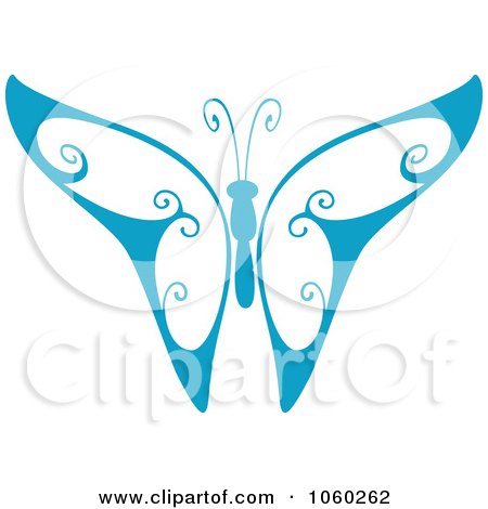 Royalty-Free Vector Clip Art Illustration of a Blue Butterfly Logo - 2 by Vector Tradition SM