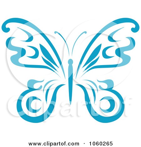 Royalty-Free Vector Clip Art Illustration of a Blue Butterfly Logo - 5 by Vector Tradition SM