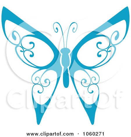 Royalty-Free Vector Clip Art Illustration of a Blue Butterfly Logo - 3 by Vector Tradition SM