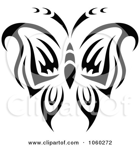 Royalty-Free Vector Clip Art Illustration of a Black And White Butterfly Logo - 3 by Vector Tradition SM