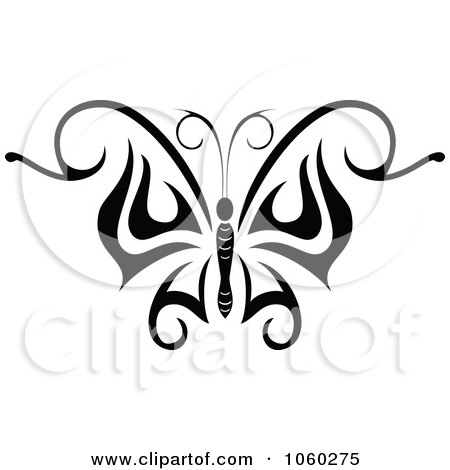 Royalty-Free Vector Clip Art Illustration of a Black And White Butterfly Logo - 8 by Vector Tradition SM