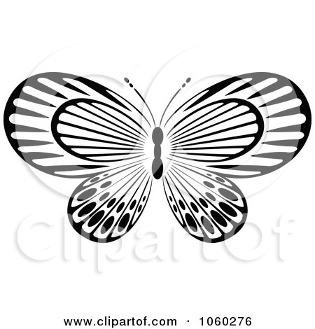 Royalty-Free Vector Clip Art Illustration of a Black And White Butterfly Logo - 11 by Vector Tradition SM