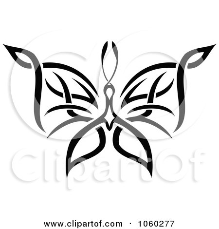 Royalty-Free Vector Clip Art Illustration of a Black And White Butterfly Logo - 15 by Vector Tradition SM