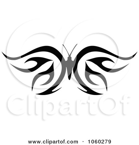 Royalty-Free Vector Clip Art Illustration of a Black And White Butterfly Logo - 7 by Vector Tradition SM