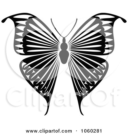Royalty-Free Vector Clip Art Illustration of a Black And White Butterfly Logo - 9 by Vector Tradition SM