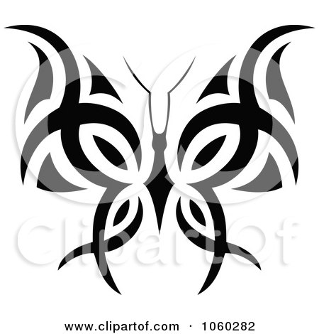 Royalty-Free Vector Clip Art Illustration of a Black And White Butterfly Logo - 6 by Vector Tradition SM