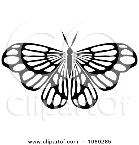 Royalty-Free Vector Clip Art Illustration of a Black And White Butterfly Logo - 12 by Vector Tradition SM