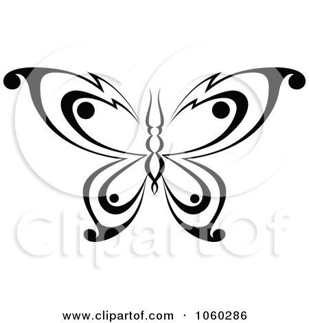 Royalty-Free Vector Clip Art Illustration of a Black And White Butterfly Logo - 19 by Vector Tradition SM